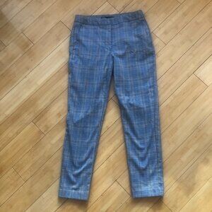 Zara Plaid Pants Tapered Slim Zip & Button Closure Grey & Yellow Pockets Small